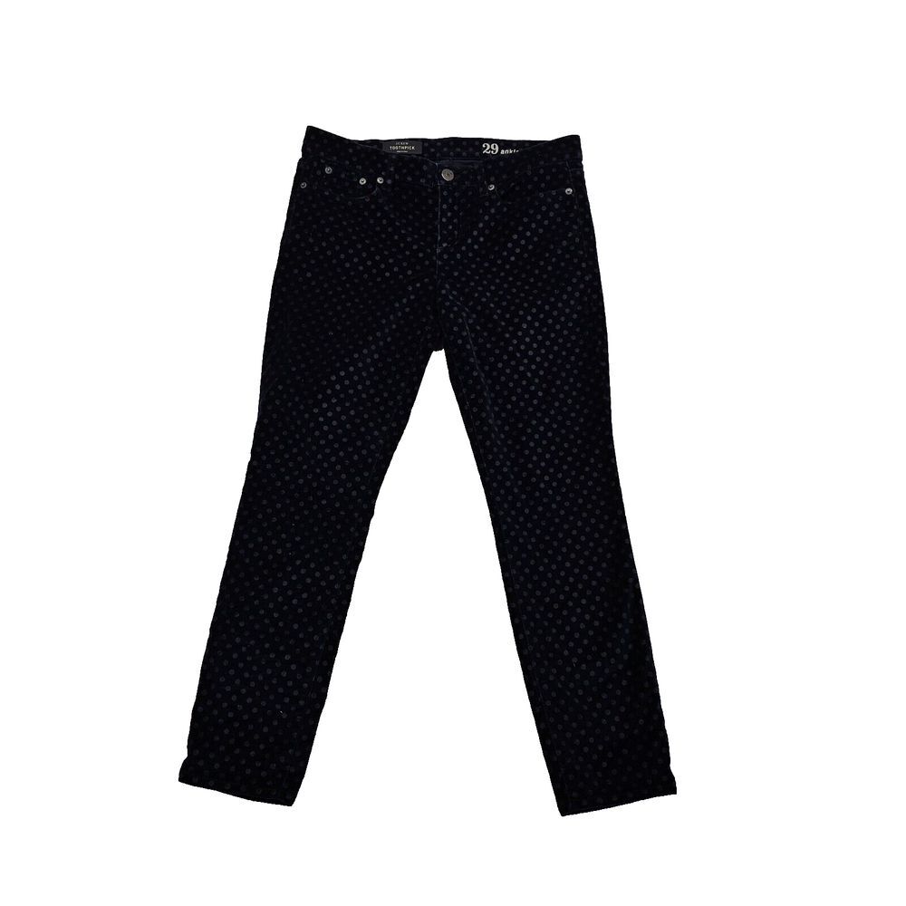 J. Crew Toothpick Jeans Size 29 Ankle Navy‎ Blue Velour Polka Dot Womens 06827